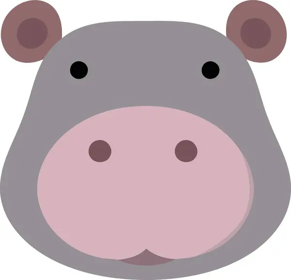 Common Hippopotamus Herbivore Mammal Animal Face Minimalist Vector Illustration — Stock Vector