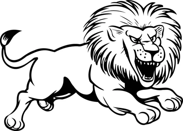 Αρσενικό Λιοντάρι Άγριο Σώμα Ζώου Μαύρο Και Άσπρο Μινιμαλιστική Διανυσματική — Διανυσματικό Αρχείο