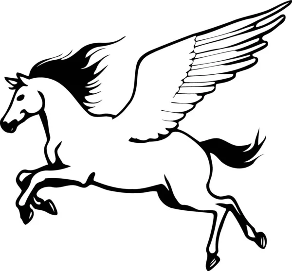 animal winged horse black and white minimalistic vector illustration
