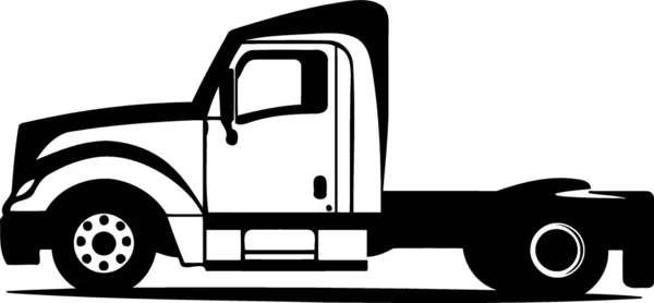 Lkw Fahrzeug Schwarz Weiß Minimalistische Vektorillustration — Stockvektor