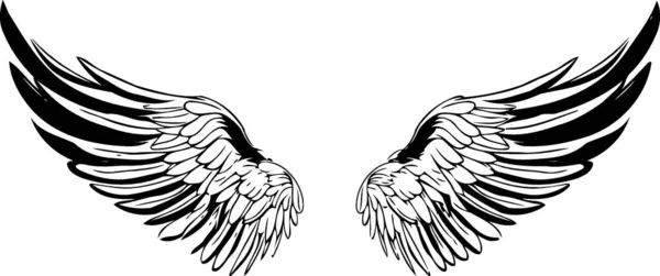 Black White Background Wings Minimalistic Vector Illustration — Stock Vector