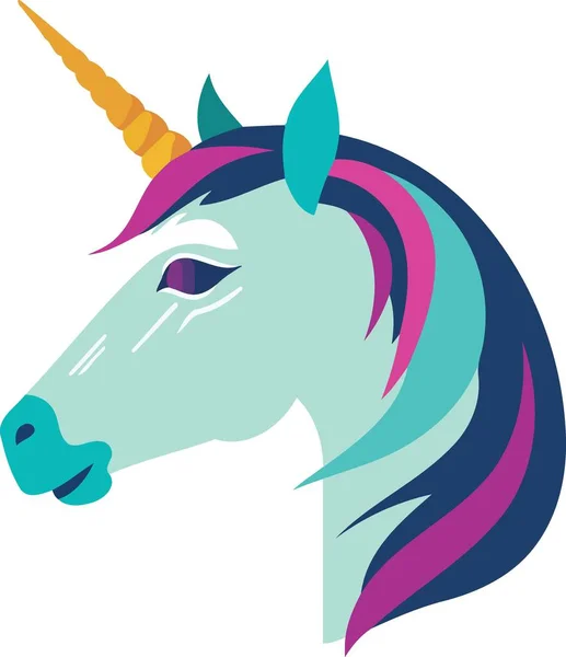 Colorful Unicorn Animal Head Minimalist Vector Illustration — Stock Vector