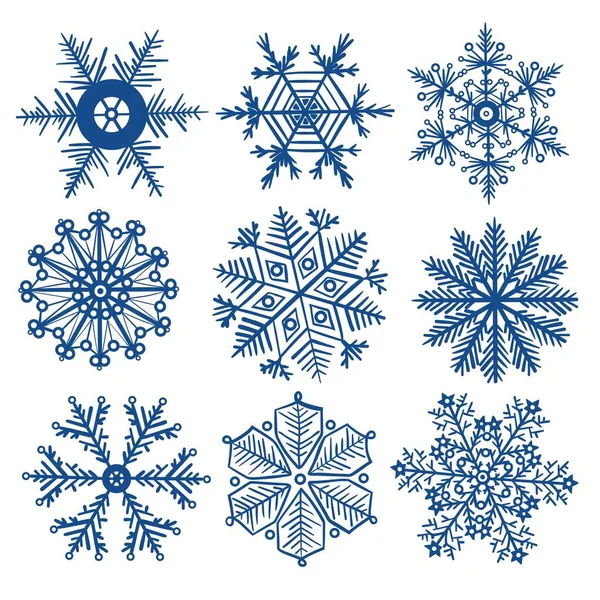 Inverno Fiocco Neve Set Buon Natale Addobbi Natalizi Tuo Design — Vettoriale Stock