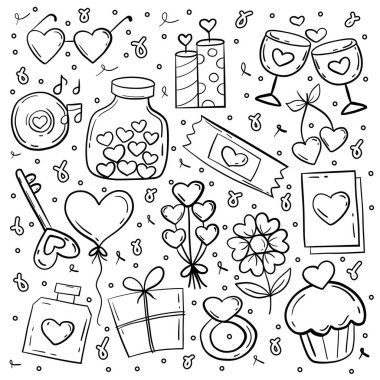 Valintines gün çizgisi simgeleri ayarlandı