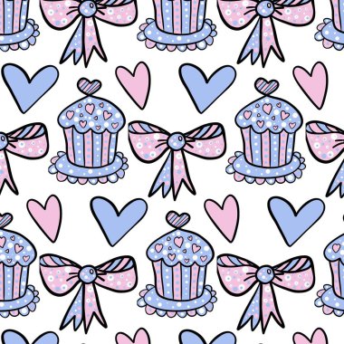 Kek ve kalple model prenses. Renk izi. Simge vektör çizimleri.