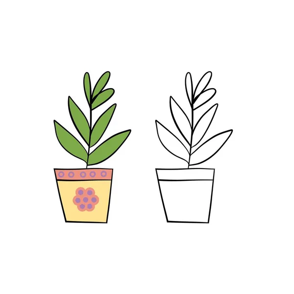 Векторні Ілюстрації Вашого Дизайну Кольорові Чорні Лінії Садовий Набір Квітка — стоковий вектор