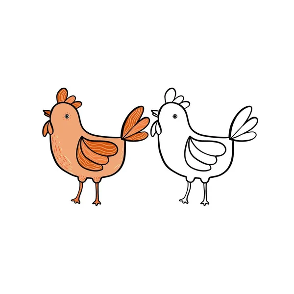Oster Set Mit Huhn Osterferien Zeichnungen Oder Aufkleber Sammlung Für — Stockvektor