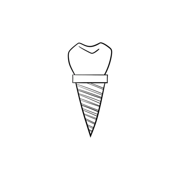 Vector Illustration Dentist Tools Black Outline White Background Dental Implant — Stock Vector