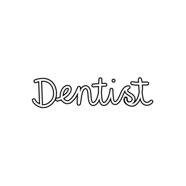 Vector Illustration Dentist Tools Black Outline White Background Lettering Dentist — Stock Vector