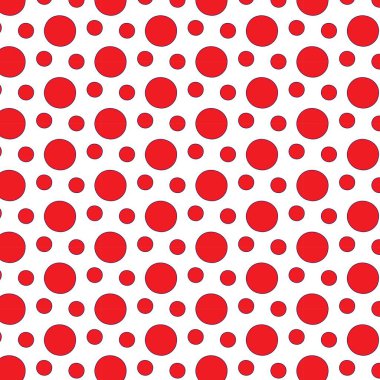 Kırmızı, benekli forma deseni. Pois, polka memphis stili. Düz vektörsüz noktalı desen. Klasik, soyut geometrik duvar kağıdı ya da afiş. Noel (xmas). Nokta, yuvarlak işaretler.
