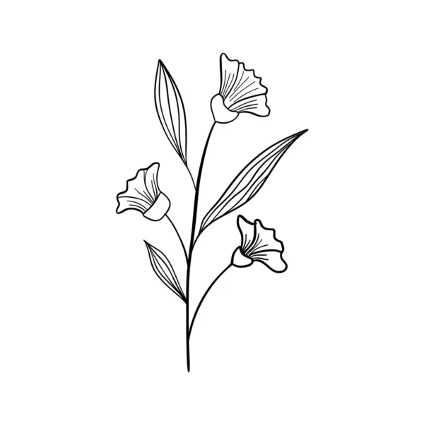 Illustration Vectorielle Isolée Sur Fond Blanc Lignes Noires Fleurs Icônes — Image vectorielle