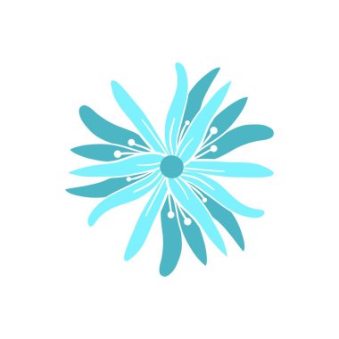 Yabani çiçek. Mavi çiçekli bitkiler. Narin tarlalar, kır çiçekleri ve otlar. Beyaz arka planda izole edilmiş narin yaz bitkisinin Botanik düz vektör çizimi