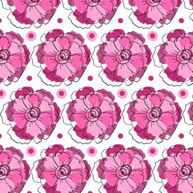 Kusursuz çiçek deseni. Hoş retro dokular. Kumaş, kağıt, ambalaj tasarımı için çiçekler ve noktalar.