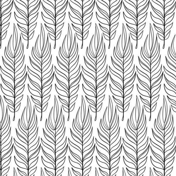 无缝花花纹与小枝 植物学背景 重复打印 花草本纹理设计为您的设计 手绘矢量图解 — 图库矢量图片