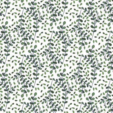 Dalları olan kusursuz çiçek desenleri. Botanik arka plan, tekrarlanan izler. Tasarımınız için çiçek açan şifalı bitkiler dokusu tasarımı. El çizimi vektör illüstrasyonu