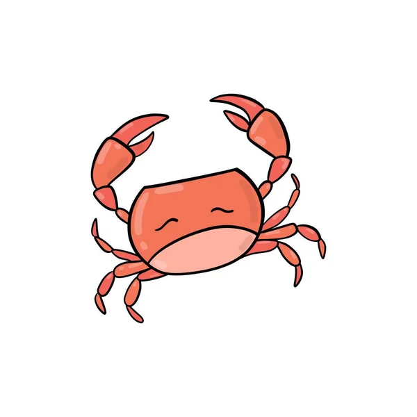 Crab Postać Uśmiechnięta Dużymi Pazurami Białym — Wektor stockowy