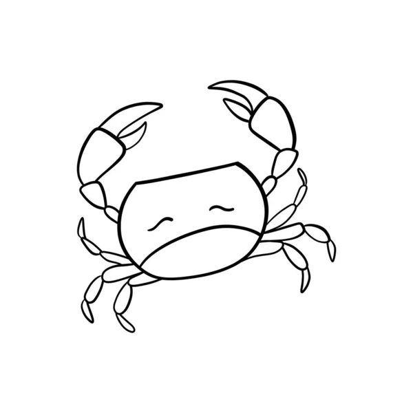 Crab Character Smiling Big Claws White — Stock Vector