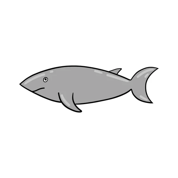 Skizziert Happy Shark Handgezeichnet Schön Detailliert Türkis — Stockvektor