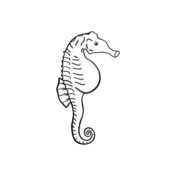 Ιππόκαμπος Σκανδιναβικού Στυλ Ιππόκαμπος Ζωγραφισμένα Στο Χέρι Όμορφο Λεπτομερές Τυρκουάζ — Διανυσματικό Αρχείο