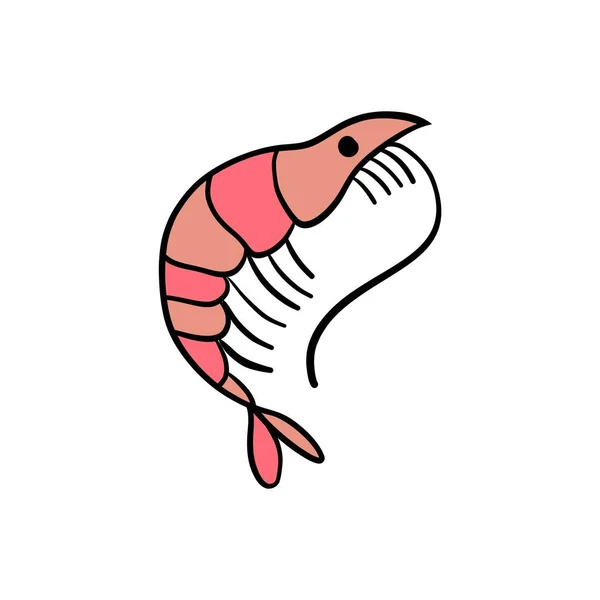 Shrimp Icon Flat Style Fresh Sea Food Isolated White Background — Stock Vector