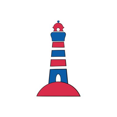 Deniz feneri kulesi. Tasarımın için el çizimi. Vektör illüstrasyonu