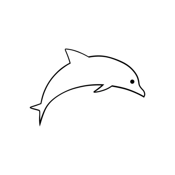 Söt Tecknad Delfin Vektorillustration Isolerad Vit Bakgrund — Stock vektor