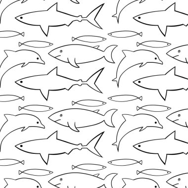 Elle çizilmiş vektör resimleri - deniz kabuklarını seamless modeli. Deniz arka plan. Davetiye, tebrik kartları, posterler, baskılar, afiş, el ilanları vb. için mükemmel