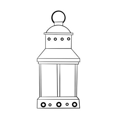 Eski bir gaz lambası ya da mumlu bir fener. El çizimi vektör illüstrasyonu