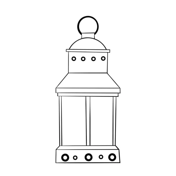 Eine Alte Öllampe Oder Laterne Mit Einer Kerze Handgezeichnete Vektorillustration — Stockvektor