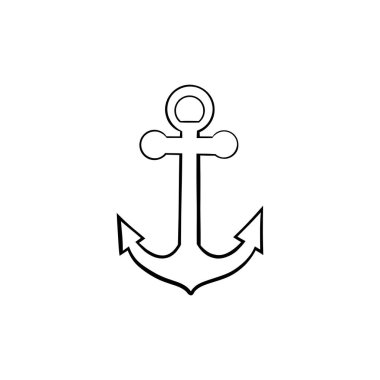 Uygulamalar ve web siteleri için gemi çapası veya tekne çapası düz simgesi El çizilmiş vektör çizimi