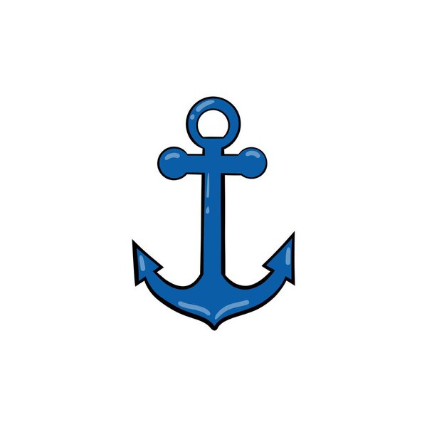 Ship anchor or boat anchor flat icon for apps and websites Hand drawn vector illustration