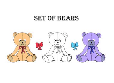 Teddy Bear Icon Oyuncak Seti: 124; Teddy Bears Simge Aşk Vektörü İllüstrasyon Logosu: 124; Doldurulmuş Teddy-Bear Mutlu Ayı Simgesi İzole Edilmiş Koleksiyon