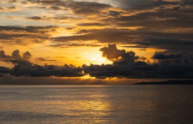 Sunset on the coast of Moalboal, Philippines.Colorful sky and clouds