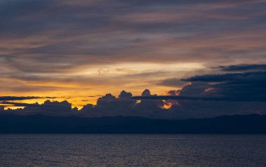 Sunset on the coast of Moalboal, Philippines.Colorful sky and clouds