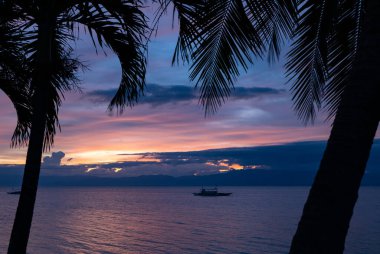 Sunset on the coast of Moalboal, Philippines.Colorful sky and clouds