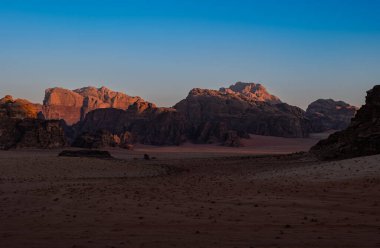 the beautiful landscape of wadi rum desert in evening