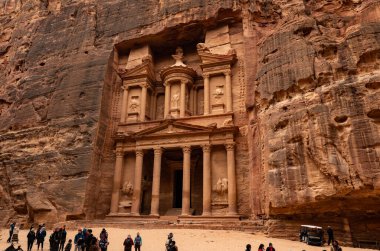 the interior of the petra ancient city, night photo, the treasury, Jordan
