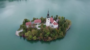 Slovenya 'da Kan Gölü, İHA video 4k