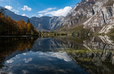 beautiful scenery in the mountain, Autumn in Slovenia, Lake Bohinj 