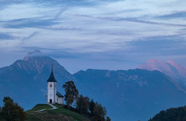 The Church of St. Primo and Felicijan, Slovenia, night and blue hour photo
