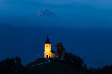 The Church of St. Primo and Felicijan, Slovenia, night and blue hour photo