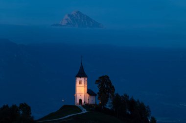 The Church of St. Primo and Felicijan, Slovenia, night and blue hour photo