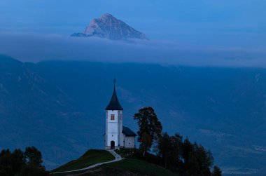 The Church of St. Primo and Felicijan, Slovenia, night and blue hour photo