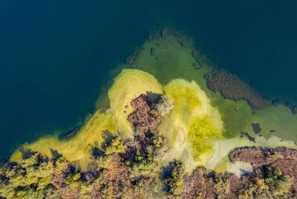 beautiful aerial drone shot of Lake Bohinj, Autumn in Slovenia