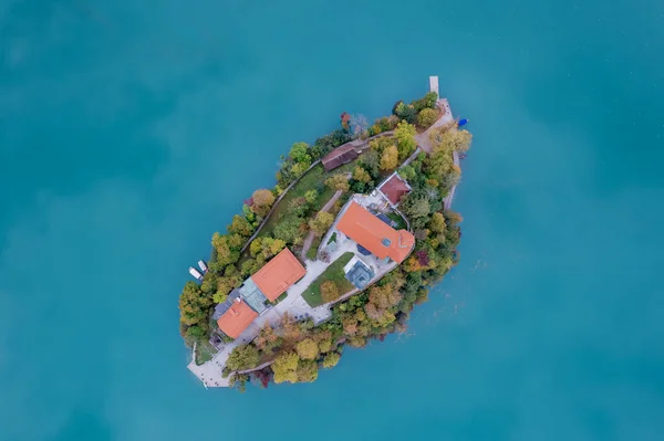 Church of the Assumption of Mary, Lake Bled, drone photo