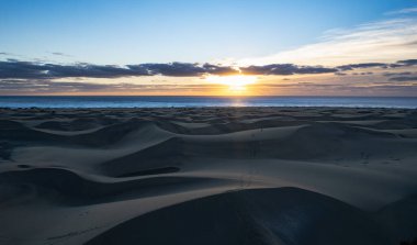 Maspalomas dunes seen from above, patterns in the sand, drone photography, Gran Canaria, Spain