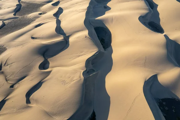 Maspalomas dunes seen from above, patterns in the sand, drone photography, Gran Canaria, Spain