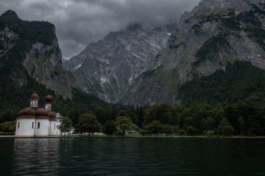 beautiful landscape of the lake in the mountains, Koenigsee, German Alps