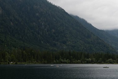 beautiful landscape with a lake in the mountains, Hintersee lake, Austria