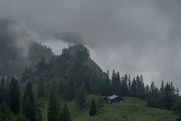 beautiful mountain landscape with mountains, forest, trees and sky, German alps,Berchtesgaden